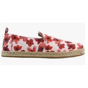 TOMS Deconstructed Alpagarta Slip On Espadrille Sz 10 Floral Flats Shoes‎ Poppy